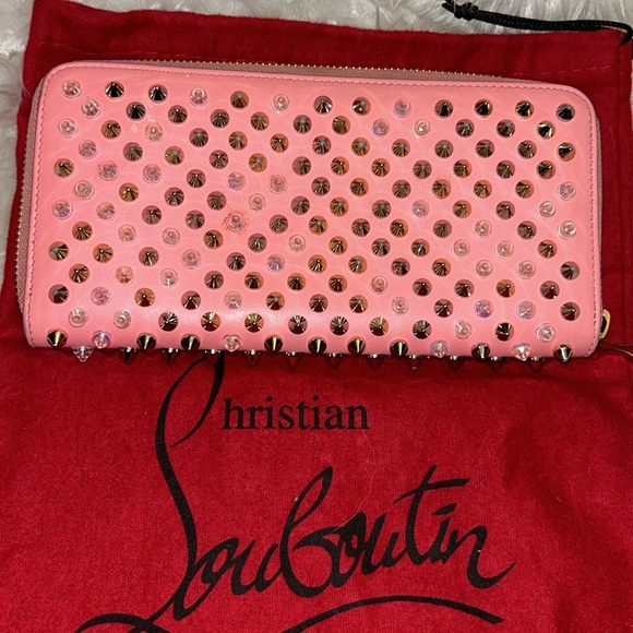 Christian Louboutin Handbags - Christian Louboutin Pink leather Studded long zip zip around wallet